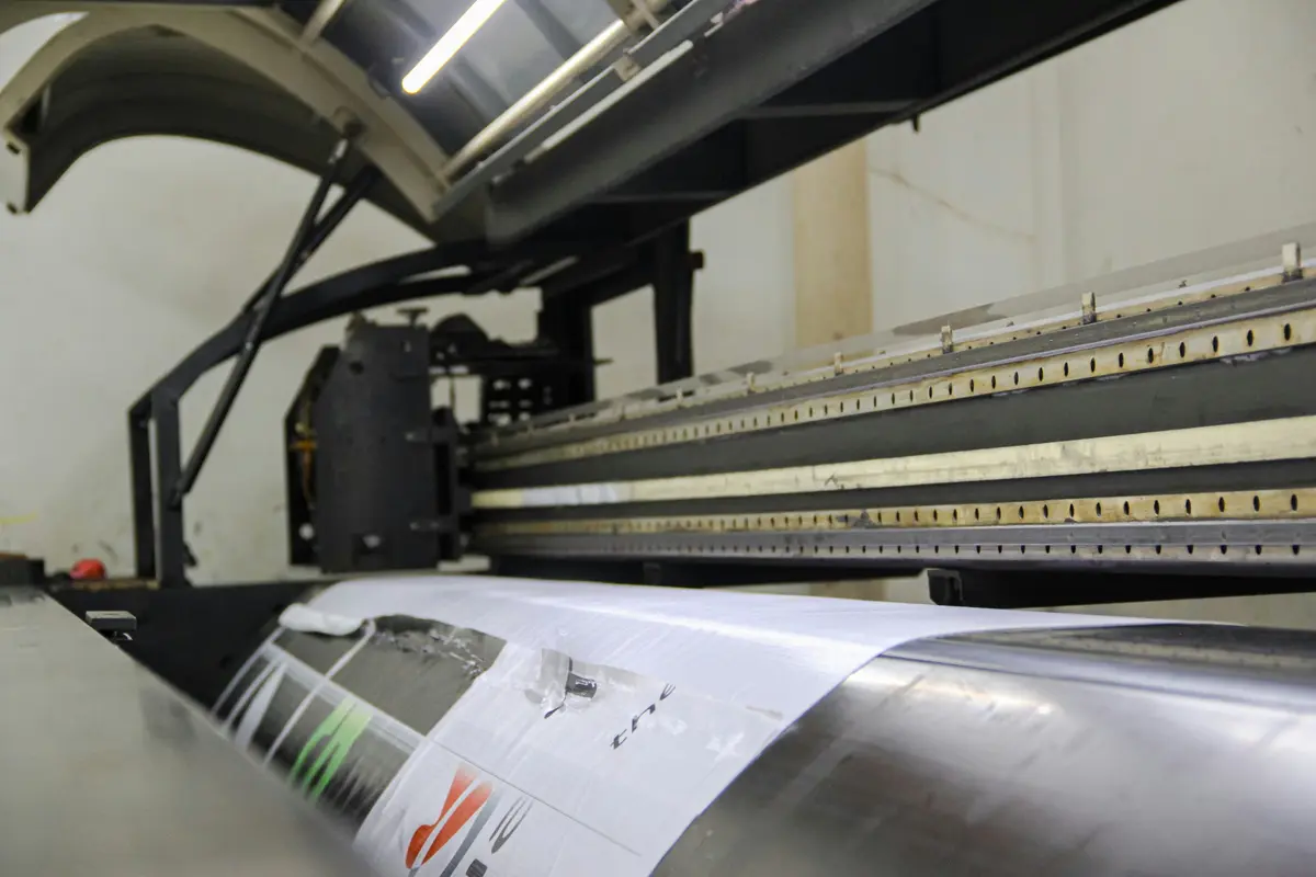 Vinyl graphics being printed